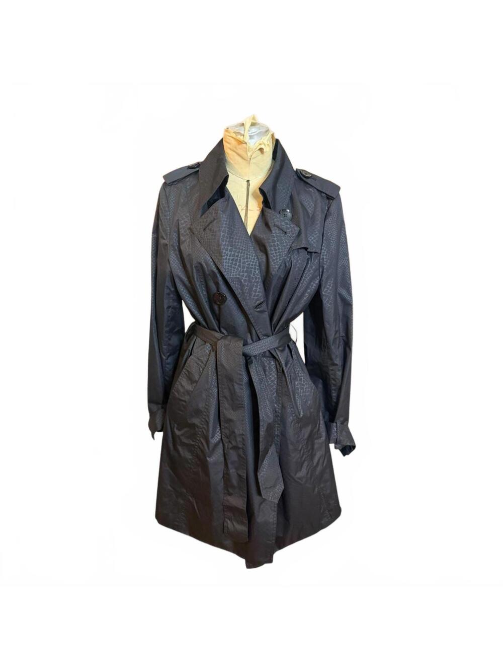 Attention Women's Black Textured Trench Coat